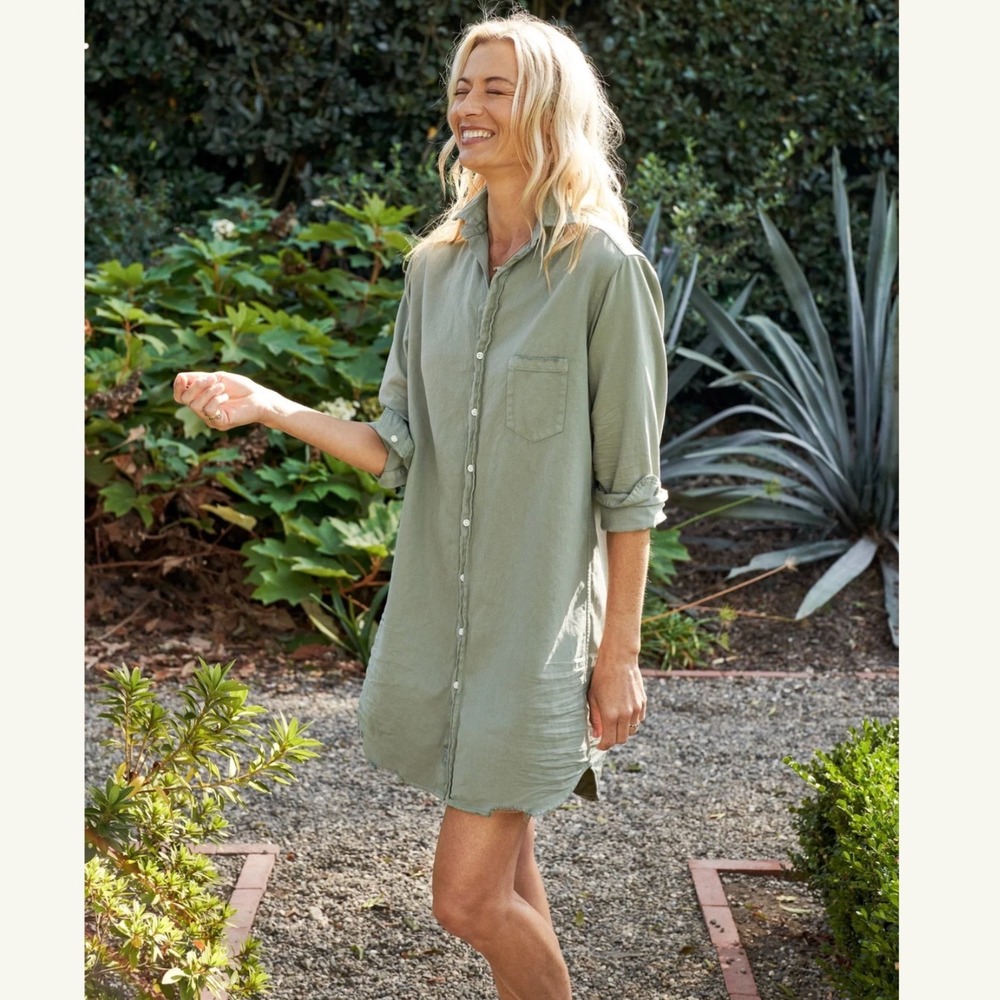 Frank & Eileen Mary Shirtdress Famous Denim Sage Green Size Medium